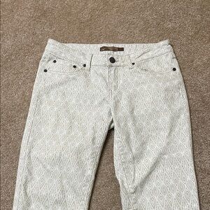 Prana White and Tan Geometric Print Jeans
